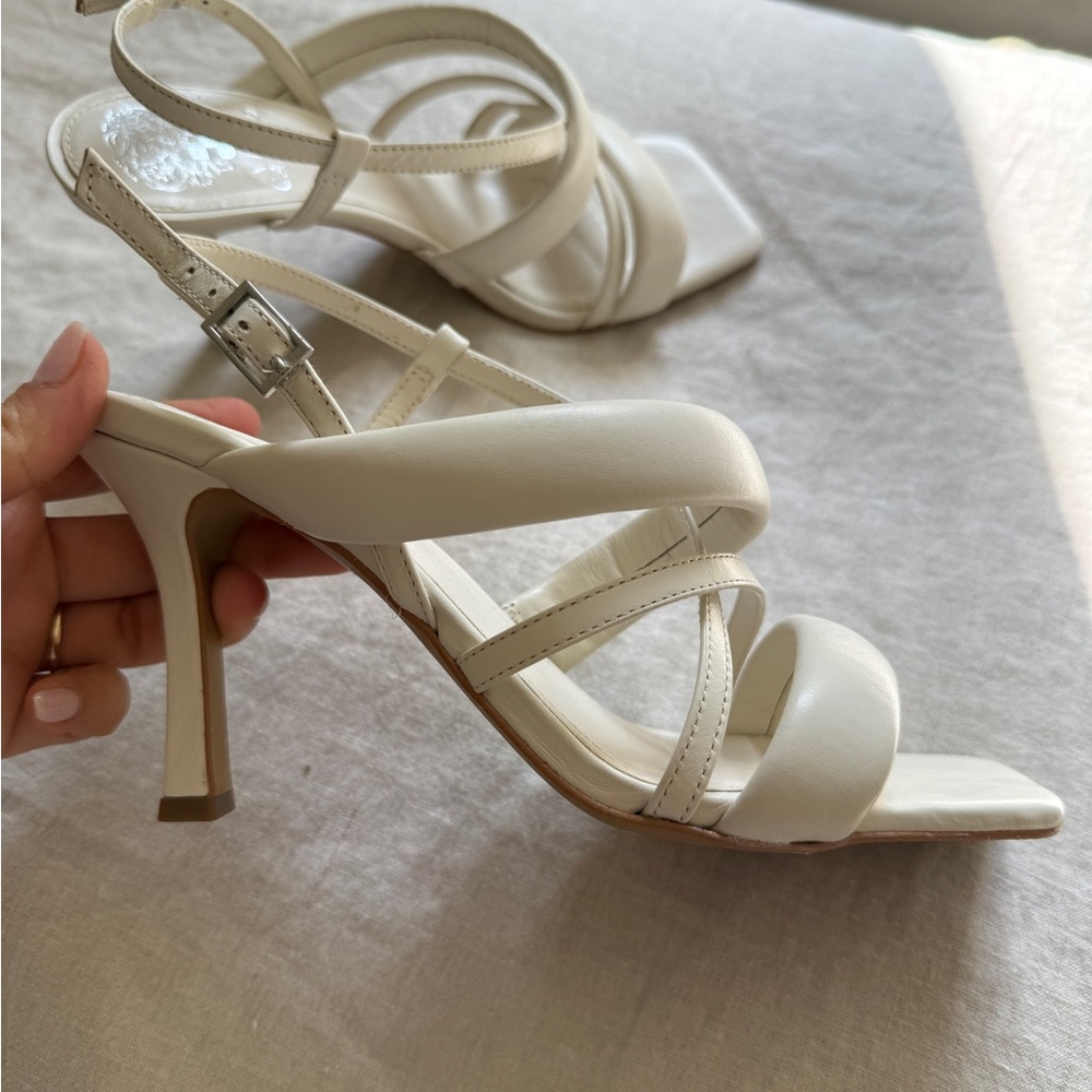 Vince Camuto Elegant Cream Strappy Heels